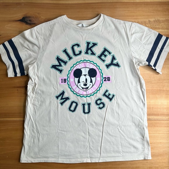 H&M Light Beige Mickey Mouse t-shirt Youth 16/18 or Women's small - Picture 2 of 8